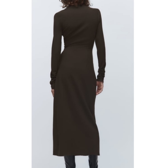 ZARA DRAPED WOOL BLEND DRESS NWT Size L Large - Picture 2 of 11